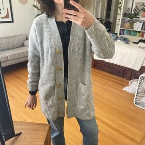 Everlane womens Alpaca long cardigan, Grey, size small